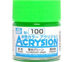Акриловая краска на водной основе Acrysion Fluorescent Green / Флуоресцентный Зеленый Mr.Hobby N100
