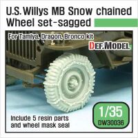 WW2 U.S. Willys MB Snow Chained Wheel set 