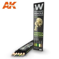 обзорное фото Watercolor pencil set Green and Brown / Набір олівців: зелений та коричневий Weathering