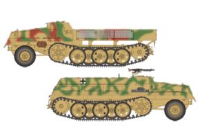 Збірна модель німецького напівгусеничного тягача sWS (2 варіанти складання - підвізник боєприпасів/броньована вантажівка)