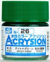 Акриловая краска на водной основе Acrysion Bright Green / Ярко-Зеленая Mr.Hobby N26