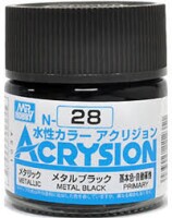 Акриловая краска на водной основе Acrysion Metal Black / Чёрный металлик Mr.Hobby N28
