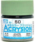 Акриловая краска на водной основе Acrysion  Lime Green / Лаймово-Зеленый Mr.Hobby N50
