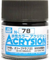 Акриловая краска на водной основе Acrysion Olive Drab / Оливковый Серый Mr.Hobby N78