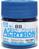 Акриловая краска на водной основе Acrysion Metallic Blue / Голубой Металлик Mr.Hobby N88