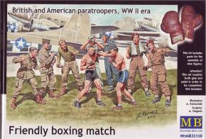 "Friendly boxing match. British and American paratroopers, WW II era"