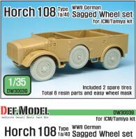 German Horch 108 typ 1a/40 Sagged Wheel set ( for ICM/Tamiya 1/35)