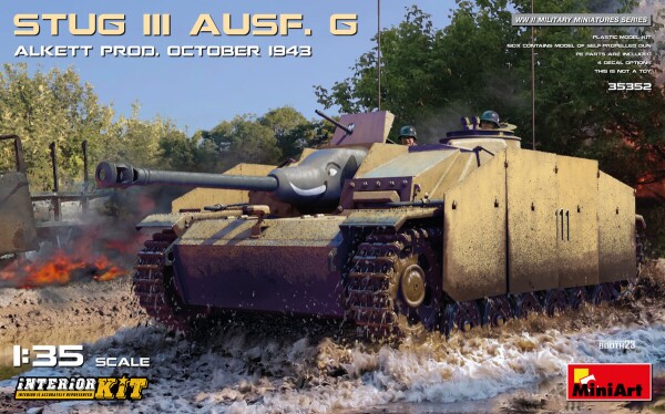 Збірна модель 1/35 САУ Stug ІІІ Ausf. G Alkett Prod. жовтень 1943 з інтер'єром MiniArt 35352 детальное изображение Бронетехника 1/35 Бронетехника