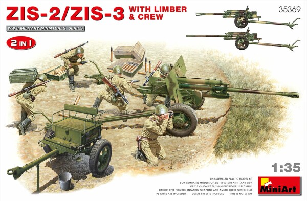 Збірна модель 1/35 Гармата ЗіС-2/ЗіС-3 з передком та розрахунком, 2 в 1 MiniArt 35369 детальное изображение Артиллерия 1/35 Артиллерия