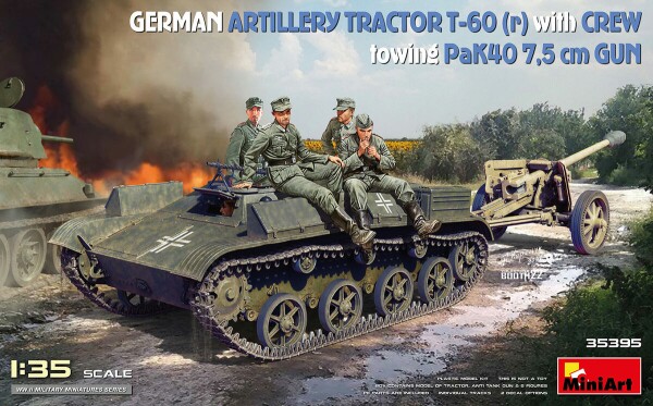 Збірна модель 1/35 Німецький артилерійський тягач T-60 (р) зі знаряддям PaK40 та розрахунком MiniArt 35395 детальное изображение Артиллерия 1/35 Артиллерия