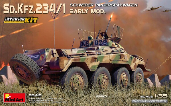 Збірна модель 1/35 Німецький бронеавтомобіль Sd. Kfz. 234/1 з інтер'єром MiniArt 35410 детальное изображение Автомобили 1/35 Автомобили