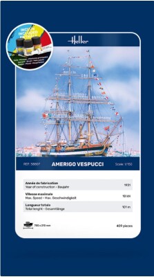 Збірна модель 1/150 Італійське парусне судно Amerigo Vespucci - Стартовий набір Heller 58807 детальное изображение Парусники Флот