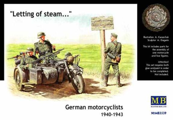 Немецкие мотоциклисты 1940-1943 гг. детальное изображение Фигуры 1/35 Фигуры