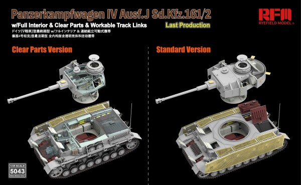 Збірна модель 1/35 Німецький середній танк Pz.Kpfw.IV Ausf. J Last Production з повним інтер’єром, прозорими деталями та робочими траками RFM RM-5043 детальное изображение Военная техника 