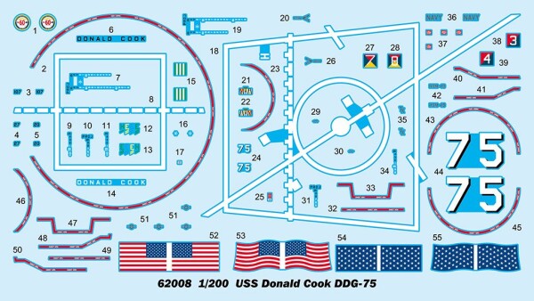 Збірна модель 1/200 USS Donald Cook (DDG-75) - есмінець класу &quot;Арлі Берк&quot; (Flight II) I Love Kit 62008 детальное изображение Флот 1/200 Флот