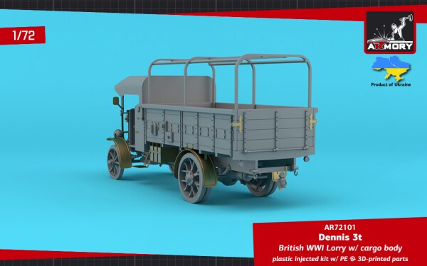 Сборная модель 1/72 Британский грузовик Dennis 3t времён Первой мировой войны с бортовым кузовом детальное изображение Автомобили 1/72 Автомобили