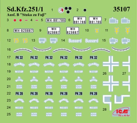 Сборная модель 1/35 Немецкая РСЗО "Stuka zu Fuß" Sd.Kfz. 251/1 Ausf.B ICM 35107 детальное изображение Бронетехника 1/35 Бронетехника