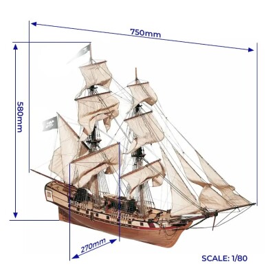 Scale wooden model 1/80 Pirate brigantine &quot;Corsair&quot; OcCre 13600 детальное изображение Корабли Модели из дерева