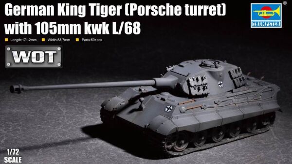 Assembly model 1/72 german tank Royal Tiger (Porsche turret) gun 105 kwk L/68 Trumpeter 07161 детальное изображение Бронетехника 1/72 Бронетехника