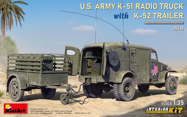 Сборная модель 1/35 Радиогрузовик K51 армии США с прицепом K52 (с интерьер) МиниАрт 35418 детальное изображение Автомобили 1/35 Автомобили