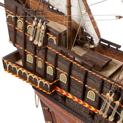 Scale wooden model 1/85 English galleon &quot;Golden Hind&quot; OcCre 12003 детальное изображение Корабли Модели из дерева