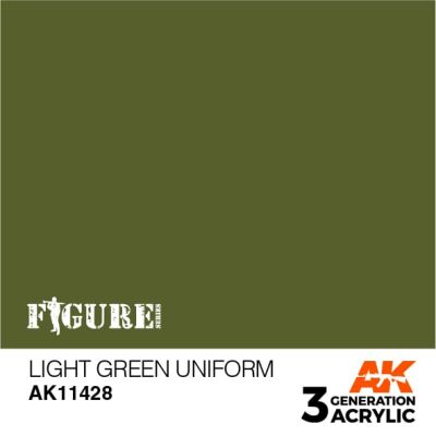 Акриловая краска LIGHT GREEN UNIFORM – СВЕТЛО-ЗЕЛЕНАЯ ФОРМА FIGURES АК-интерактив AK11428 детальное изображение Figure Series AK 3rd Generation