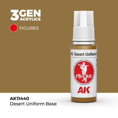 Акриловая краска DESERT UNIFORM BASE – ПУСТЫННАЯ УНИВЕРСАЛЬНАЯ FIGURES АК-интерактив AK11440 детальное изображение Figure Series AK 3rd Generation