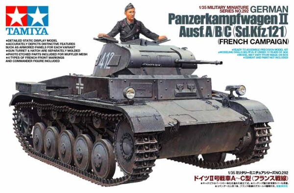 Збірна модель 1/35 Танк Panzerkampfwagen II Ausf.A/B/C (Sd.Kfz.121) Tamiya 35292 детальное изображение Бронетехника 1/35 Бронетехника