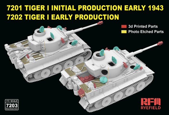 Збірна модель 1/72 Танк Тигр I початковий та ранній серійний варіант 2 в 1 (2 моделі) Rye Field Model RM-7203 детальное изображение Бронетехника 1/72 Бронетехника