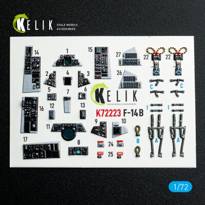 Grumman F-14 B Tomcat 3D декаль інтер'єр для комплекту Academy 1/72 KELIK K72223 детальное изображение 3D Декали Афтермаркет