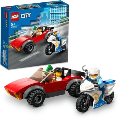 Конструктор LEGO City Преследование автомобиля на полицейском мотоцикле 60392 детальное изображение City Lego