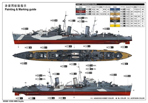 Збірна модель 1/350 Британський легкий крейсер HMS Scylla Trumpeter 05368 детальное изображение Флот 1/350 Флот