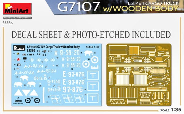 Збірна модель 1/35 Вантажівка G7107 1,5 т 4x4 з дерев'яним кузовом Miniart 35386 детальное изображение Автомобили 1/35 Автомобили