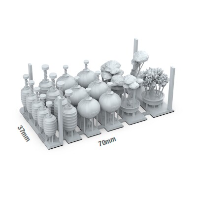 Set 1/35 Japanese Lamps and Bonsai - Base Elements (3D Print / 19 pcs.) AK-Interactive AKBIT0030 детальное изображение Наборы деталировки Диорамы