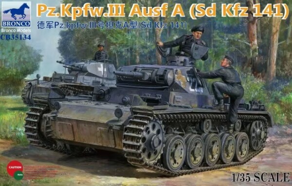 Scale model 1/35 German medium tank Pz.Kpfw. III Ausf. A (Sd Kfz 141) Bronco 35134 детальное изображение Бронетехника 1/35 Бронетехника