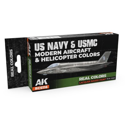 A set of Real Colors lacquer based paints US Navy &amp; USMC Modern Aircraft &amp; Helicopter Colors AK-Interactive RCS 116 детальное изображение Наборы красок Краски