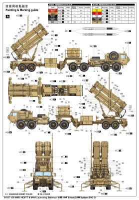 Сборная модель 1/35 Пусковая установка ЗРК MIM-104F0 Патриот (PAC-3) Трумпетер 01037 детальное изображение Зенитно ракетный комплекс Военная техника