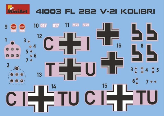 Сборная модель 1/35 Лёгкий немецкий разведывательный вертолёт Фл 282 Б-21 Колибри Miniart 41003 детальное изображение Вертолеты 1/35 Вертолеты