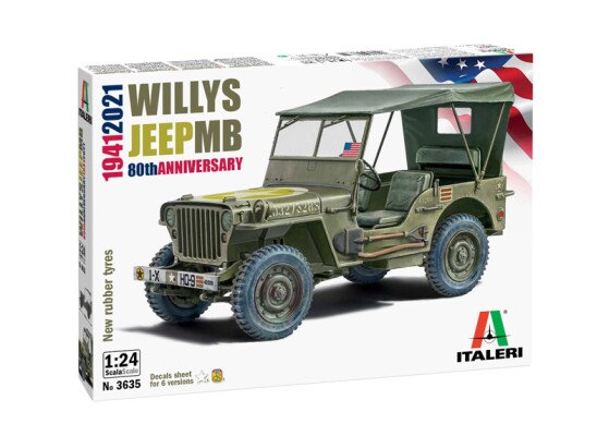 Збірна модель 1/24 Jeep Willys MB 80th Anniversary 1941-2021 Italeri 3635 детальное изображение Автомобили 1/35 Автомобили