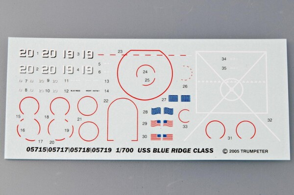 Сборная модель 1/700 Военный корабль США Blue Ridge LCC-19, 1997 г. Трумпетер 05715 детальное изображение Флот 1/700 Флот