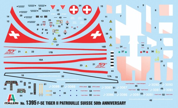 Збірна модель 1/72 ЛітакF-5E Tiger II Patrouille Suisse 50th Anniversary Italeri 1395 детальное изображение Самолеты 1/72 Самолеты