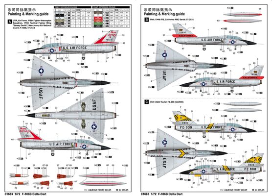 Збірна модель 1/72 Aмериканський винищувач F-106B Delta Dart Trumpeter 01683 детальное изображение Самолеты 1/72 Самолеты
