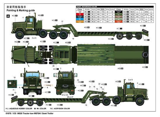 Збірна модель 1/35 Тягач M920 з напівпричепом M870A1 Trumpeter 01078 детальное изображение Автомобили 1/35 Автомобили