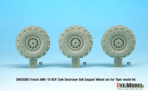 French AMX-10 RCR Tank Destroyer 6x6 Sagged Wheel set  детальное изображение Смоляные колёса Афтермаркет