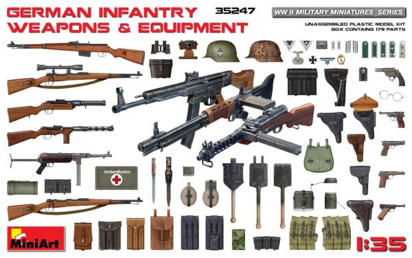 Немецкое пехотное оружие и снаряжение детальное изображение Аксессуары 1/35 Диорамы