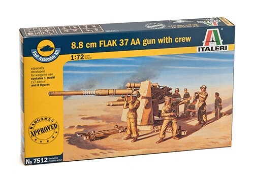 Збірна модель 1/72 Зенітна гармата FLAK 37 8,8 см (швидке складання) Italeri 7512 детальное изображение Артиллерия 1/72 Артиллерия