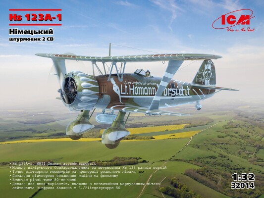 Scale model 1/32 German attack aircraft Hs 123A-1 ICM 32014 детальное изображение Самолеты 1/32 Самолеты