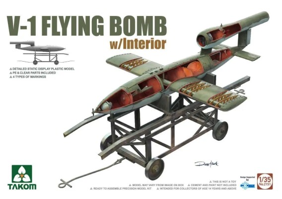 Збірна модель 1/35 Літак-снаряд (крилата ракета) V1 з інтер'єром Takom 2151 детальное изображение Самолеты 1/35 Самолеты