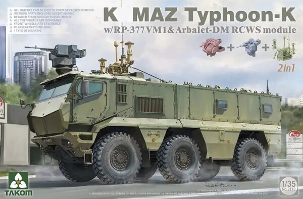 Збірна модель 1/35 КамАЗ-63968 &quot;Тайфун-К&quot; з модулями РП-377ВМ1 та Арбалет-ДМ (2 в 1) Takom 2173 детальное изображение Автомобили 1/35 Автомобили