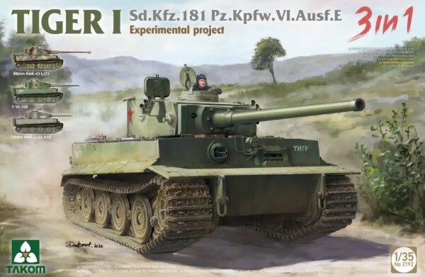 Збірна модель 1/35 Танк Тигр 1 Sd.Kfz.181 Pz.Kpfw.VI.Ausf.E (експериментальний проект) Takom 2192 детальное изображение Бронетехника 1/35 Бронетехника